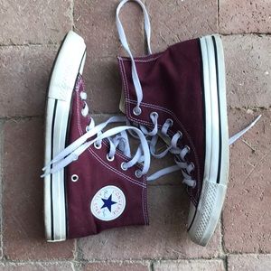 Converse Size 8 Maroon Red High Top Sneakers
